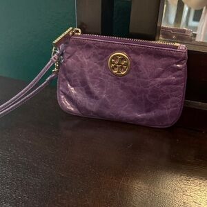 Tory Burch Purple Wristlet with Gold Accents